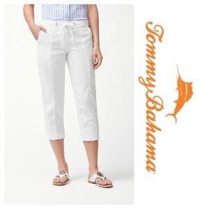 Tommy Bahama Two Palms Linen Seamed Cropped Pants size 6 White Drawstring